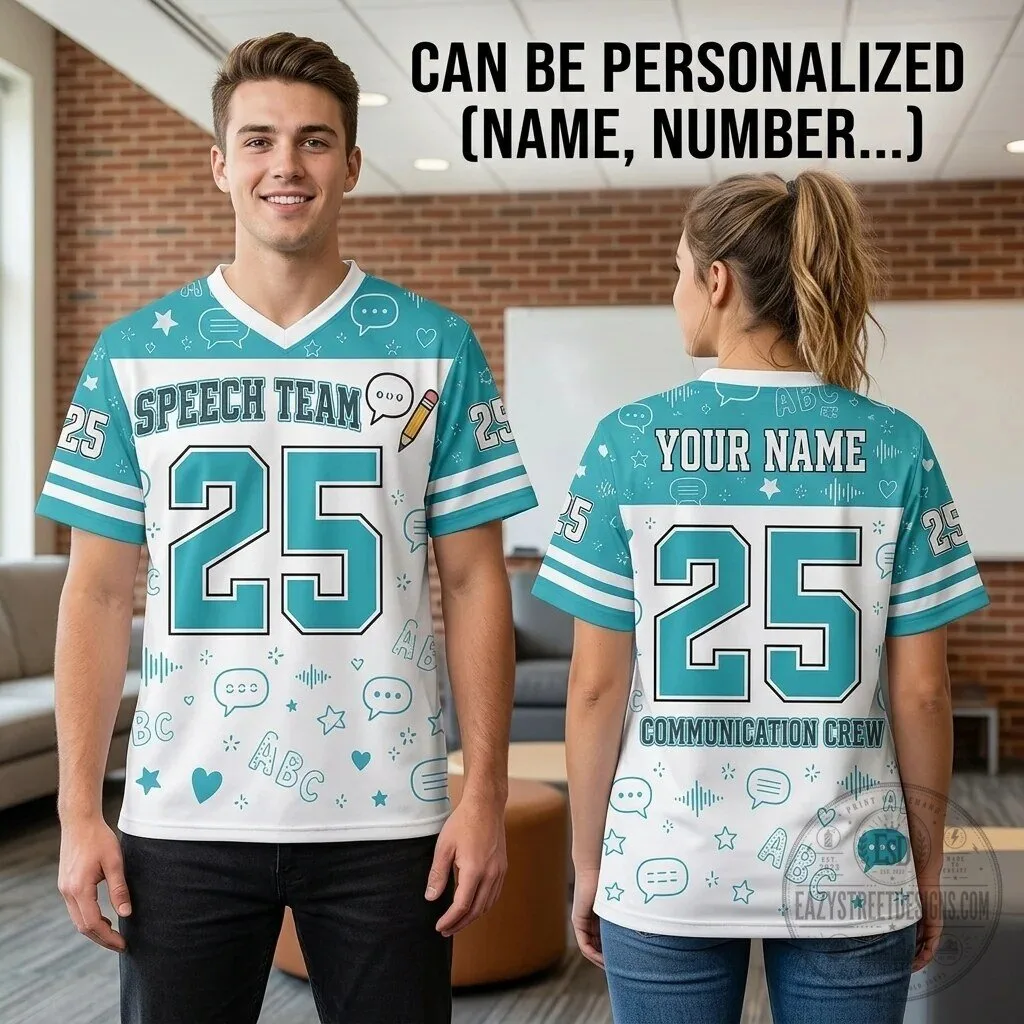 Speech Team Communication Crew Personalized Football Jersey 1 Speech Team Communication Crew Personalized Football Jersey