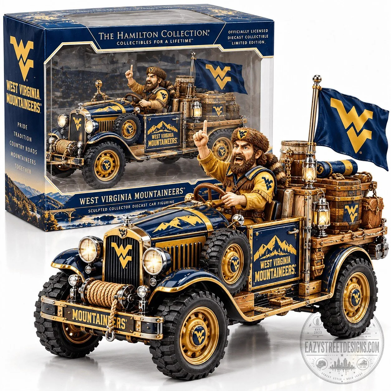 West Virginia Mountaineers Sculpted Collector Diecast Car Figurine
