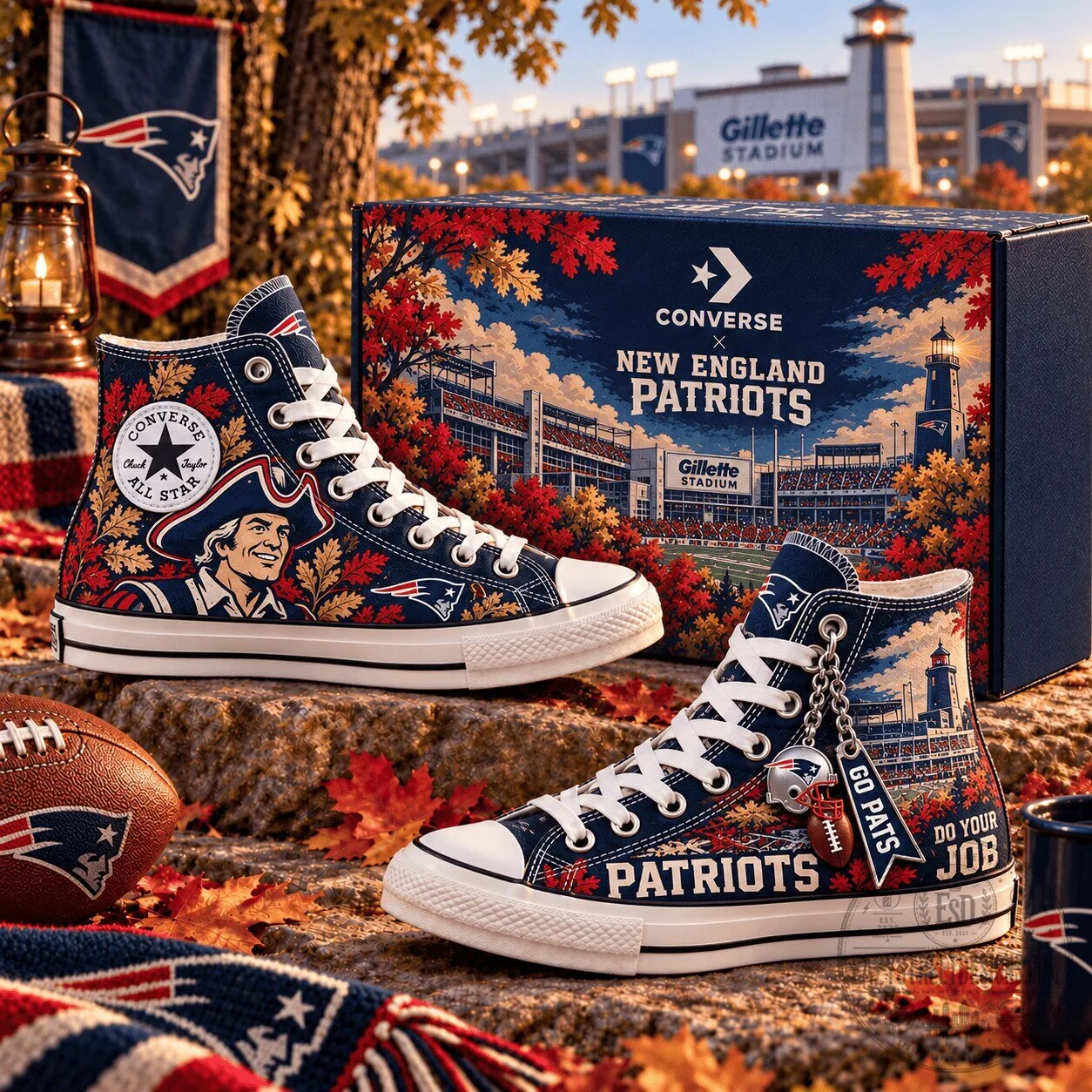 New England Patriots High-Top Converse Sneakers
