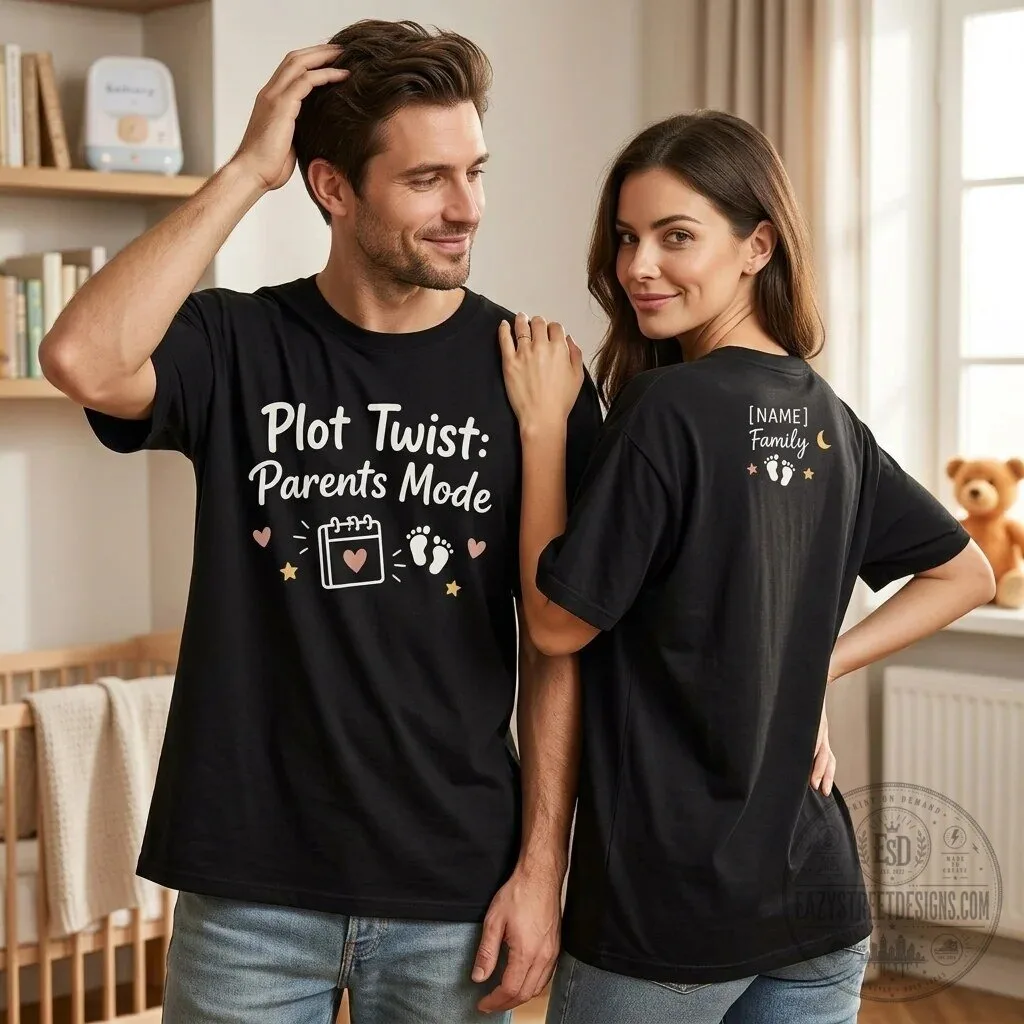 Plot Twist Parents Mode Pregnancy Announcement Couple Matching T-Shirt 2 Plot Twist Parents Mode Pregnancy Announcement Couple Matching T-Shirt
