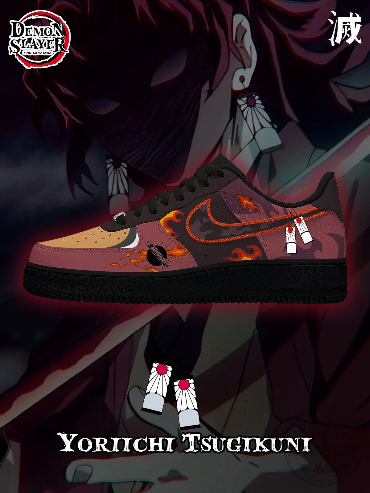 Demon Slayer Yoriichi Tsugikuni Anime Custom Shoes 1 Demon Slayer Yoriichi Tsugikuni Anime Custom Shoes
