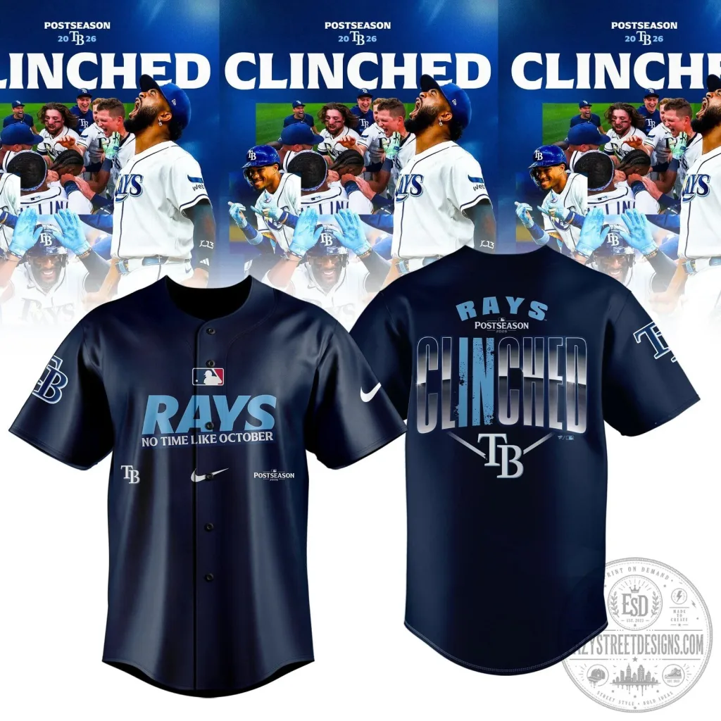 Tampa Bay Rays 2026 Postseason Clinched MLB Baseball Jersey Tampa Bay Rays 2026 Postseason Clinched MLB Baseball Jersey