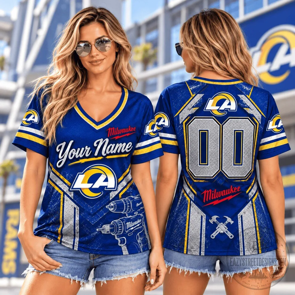 Los Angeles Rams Milwaukee Iron Personalized Name and Number Football Jersey Los Angeles Rams Milwaukee Iron Personalized Name and Number Football Jersey
