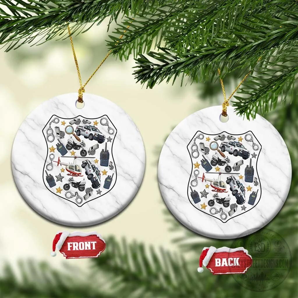 Police Officer Gear Law Enforcement Christmas Tree Decoration Ceramic Ornament