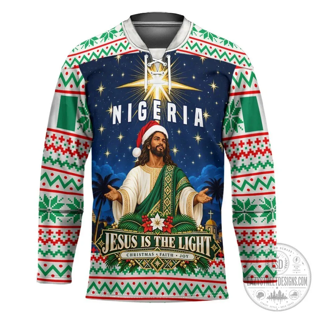 Nigeria Jesus Is The Light Christmas Faith Joy Hockey Jersey
