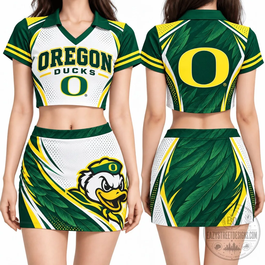 Oregon Ducks Women's Cropped Polo Shirt and Skirt Set Oregon Ducks Women's Cropped Polo Shirt and Skirt Set