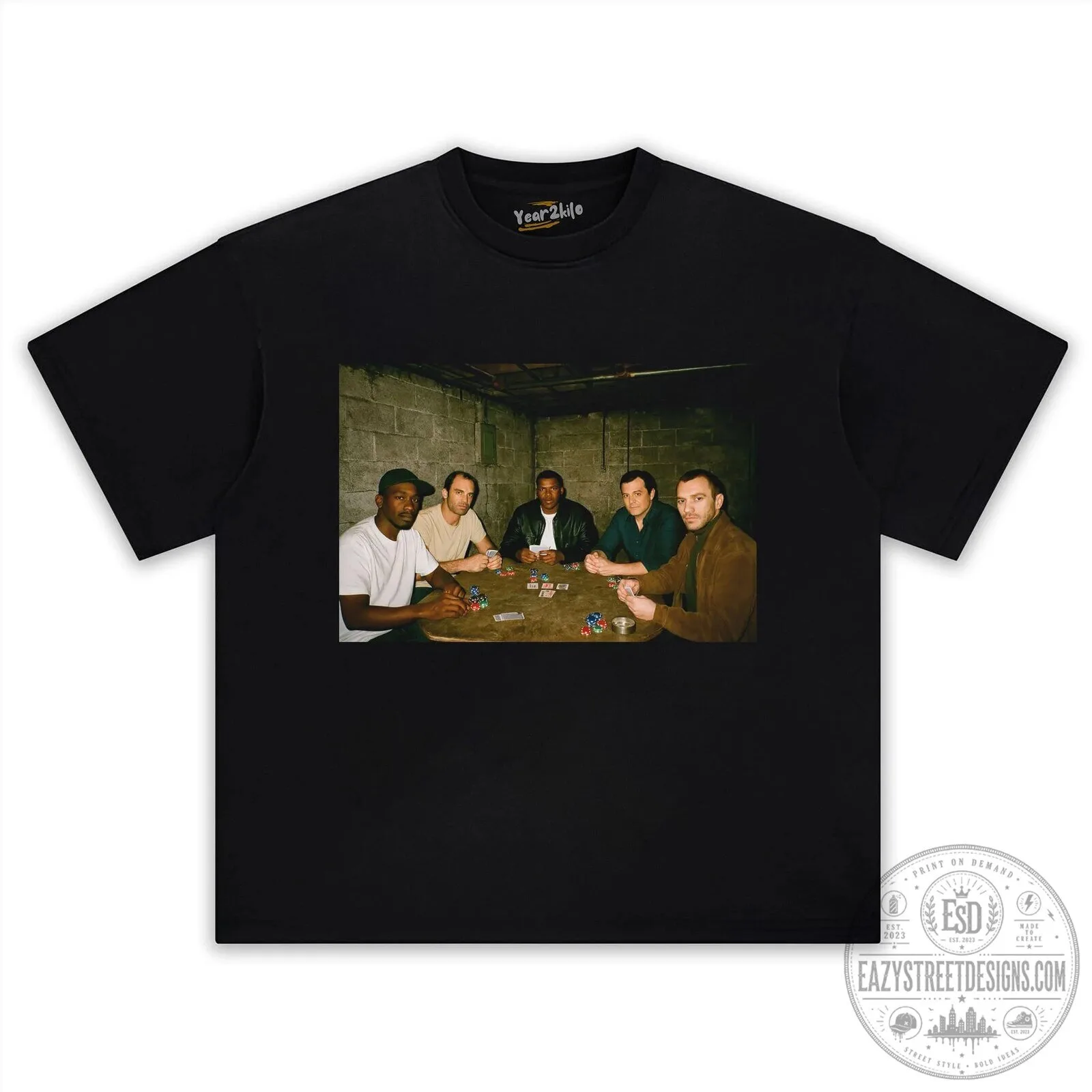Grand Theft Auto Funny Poker Game Scene Black Graphic T-Shirt