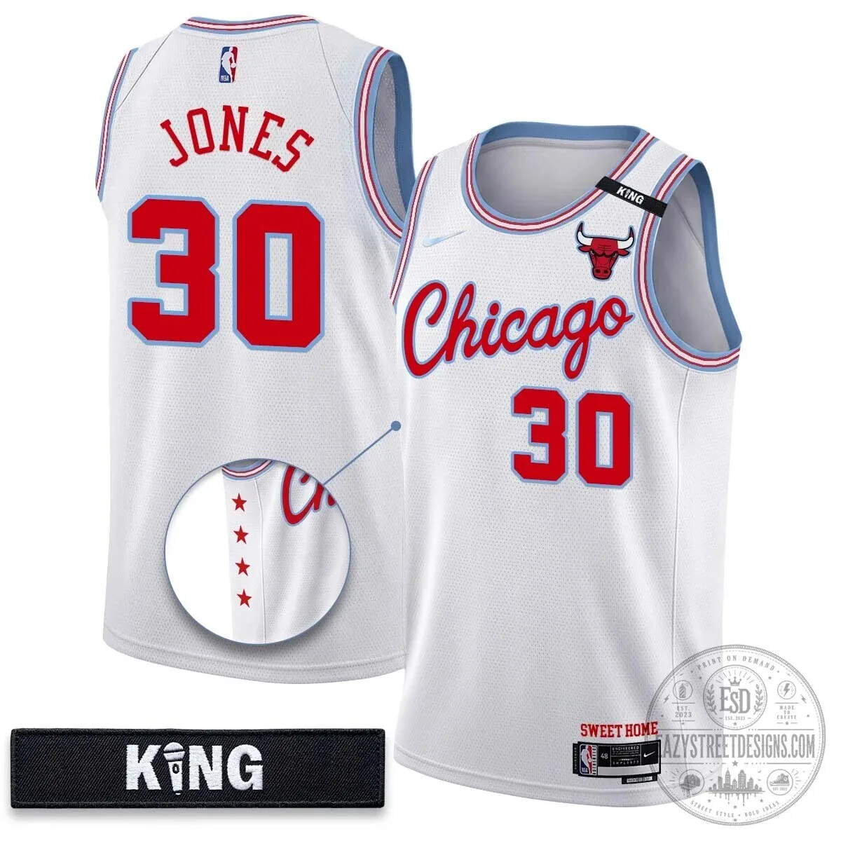 Derrick Jones Junior White City Edition Basketball Jersey - Chicago Bulls